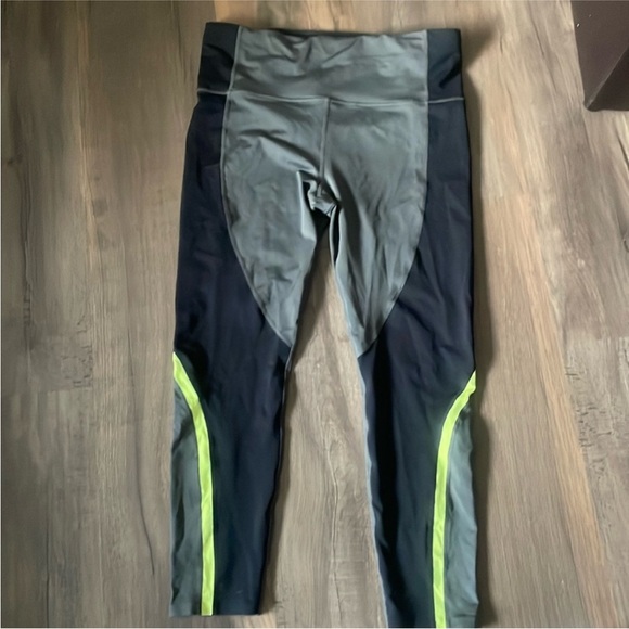 Athleta Black and Neon Yellow Leggings - Picture 1 of 7